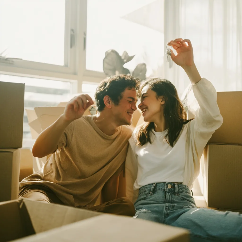 Filipino couple stepping into their new home